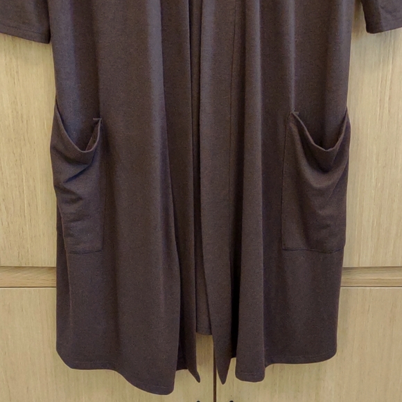 Zenana Premium SZ M 3/4 Sleeve Brown Open Long Cardigan - Picture 4 of 6